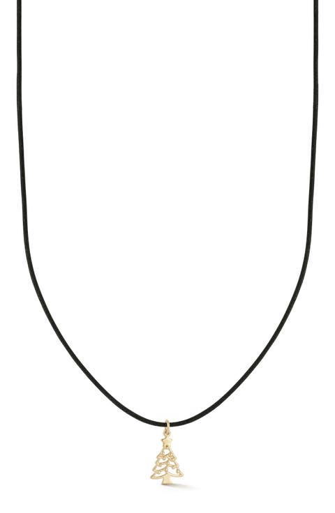 <p>14K Gold Christmas Tree Cord Necklace</p>