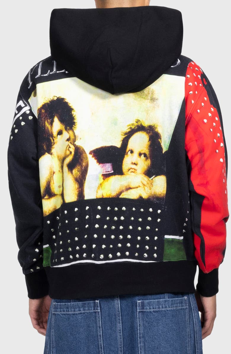 PLEASURES Explosion Cotton Blend Hoodie Pullover, Alternate, color, Black