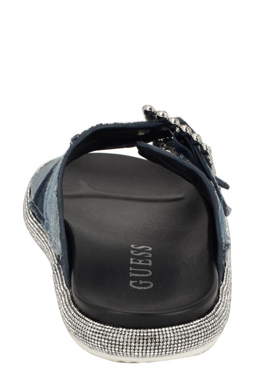 Guess Funzya Slide Sandal In Medium Blue
