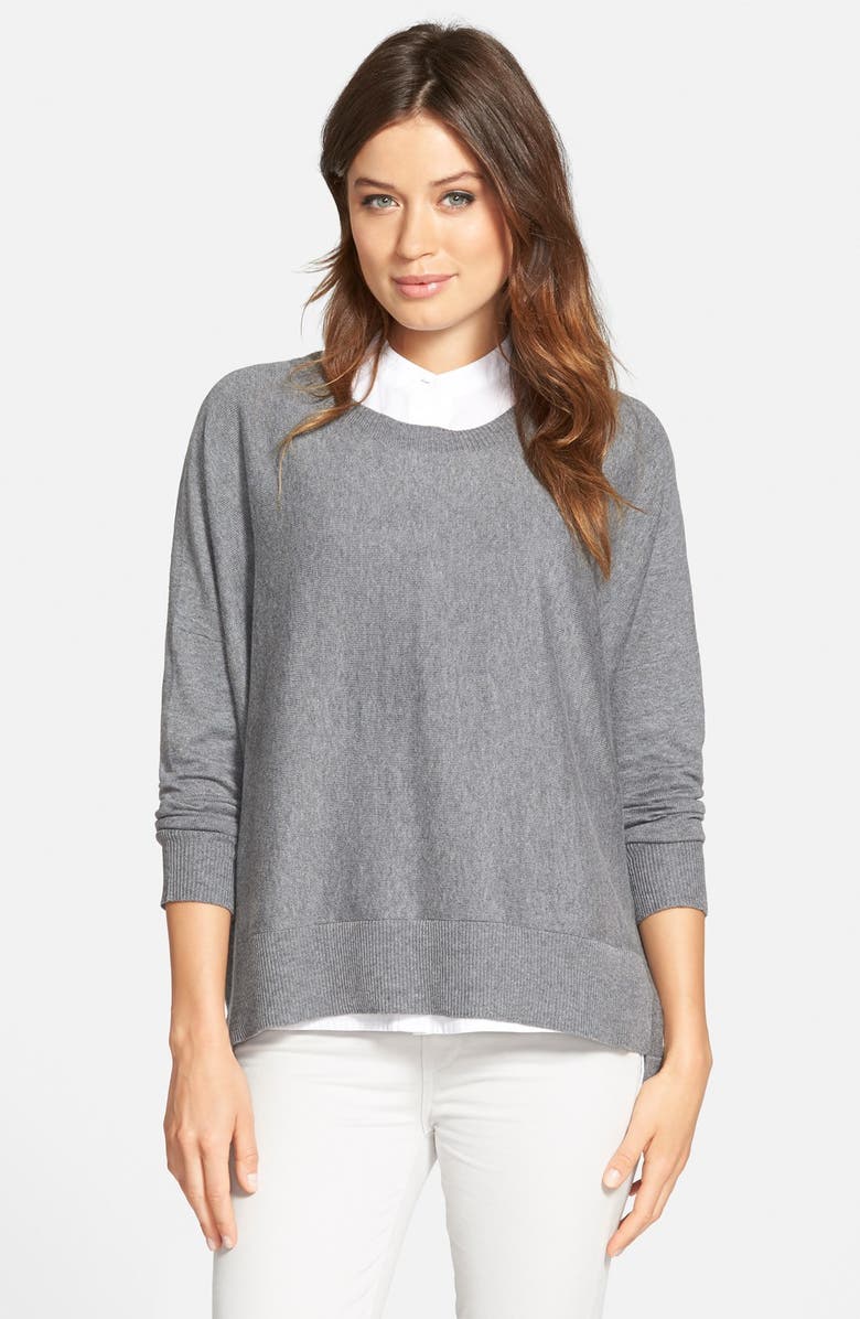 Eileen Fisher Organic Cotton Bateau Neck Boxy Top, Main, color, 