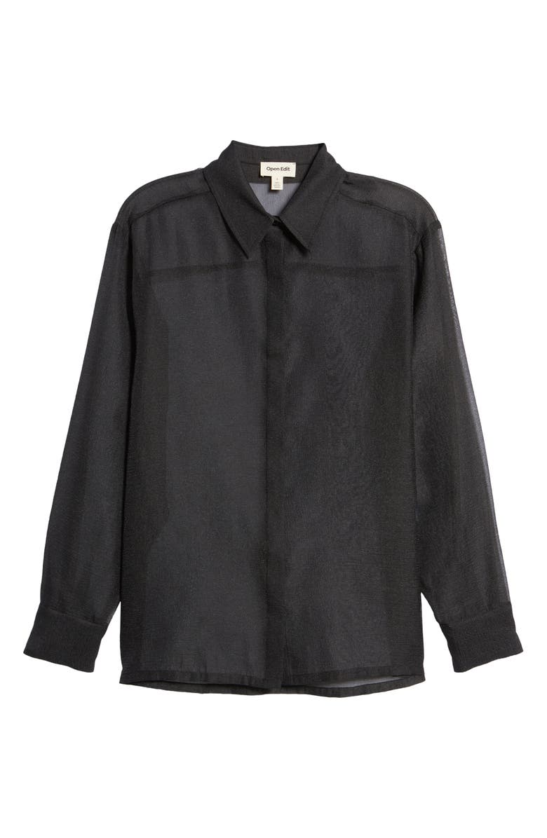 Open Edit Sheer Button-Up Shirt, Alternate, color,