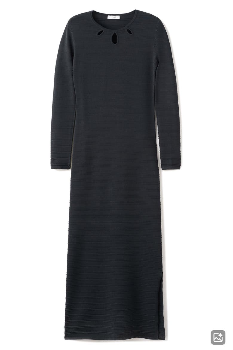 Texture Long Sleeve Knit Maxi Dress, Alternate, color, CHARCOAL