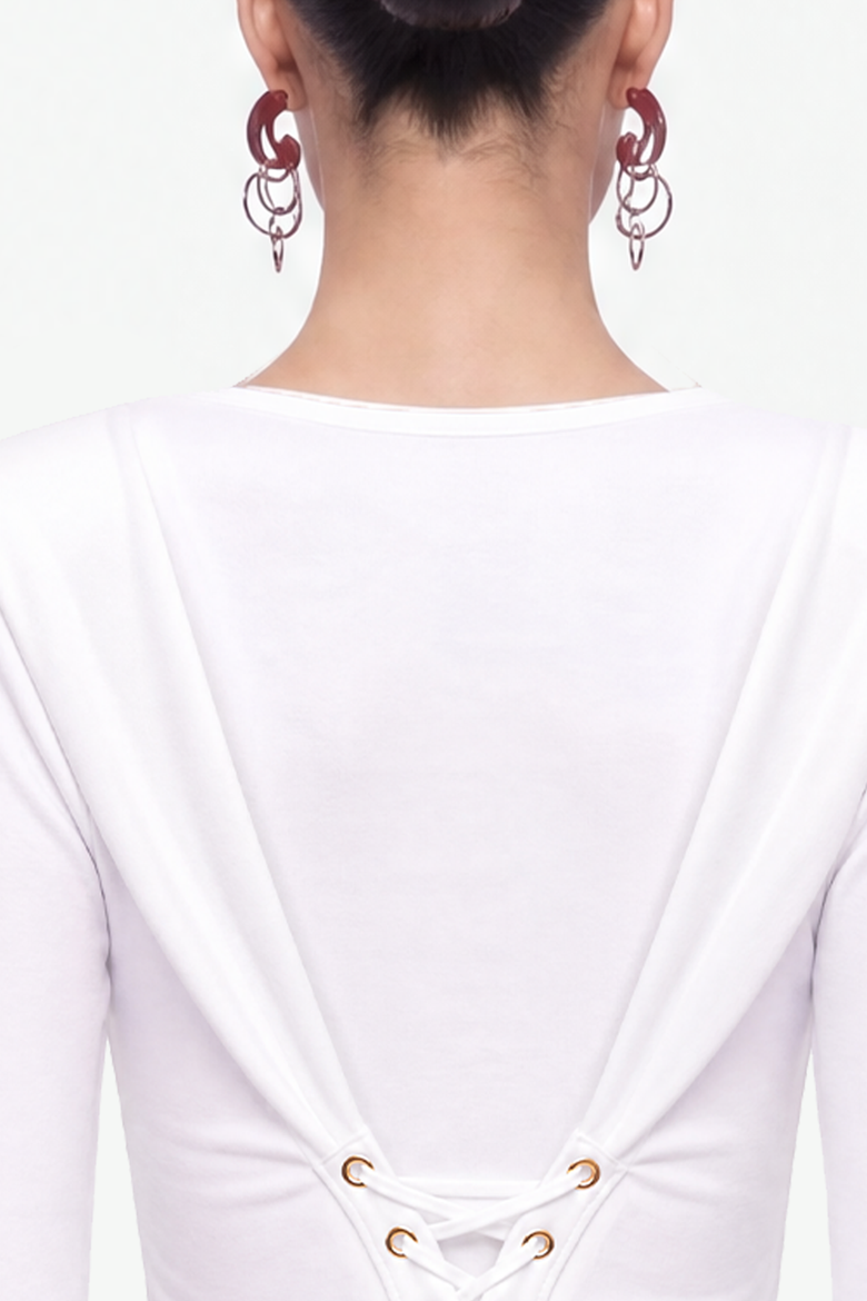 Eyelet Lace Up Blouse, Alternate, color, White