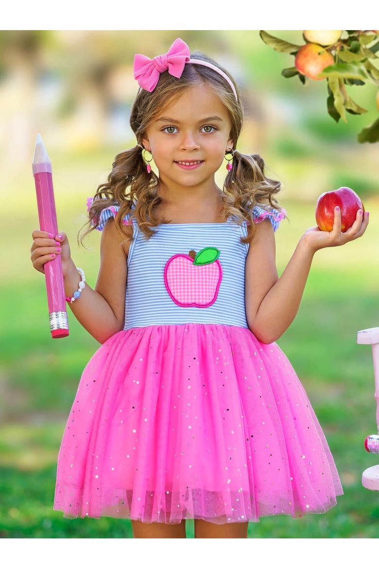 Sweetest Student Pink Apple Shimmer Tutu Dress, Alternate, color, Pink