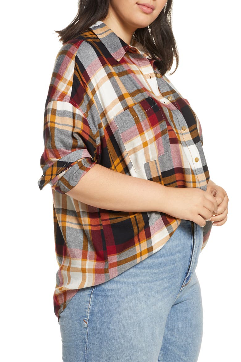 Plaid Boyfriend Shirt, Alternate, color, BLACK SOPHIE PLAID