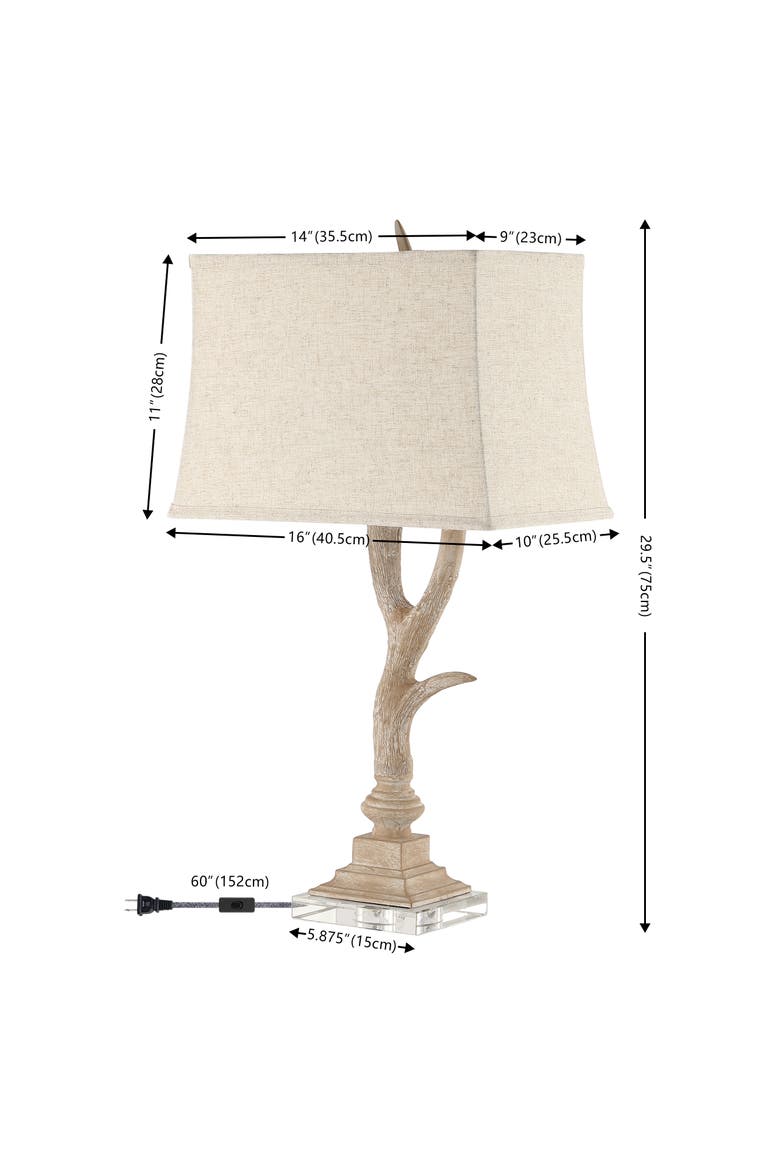 Antler 29.5" Rustic Resin/Crystal LED Table Lamp, Alternate, color, Beige