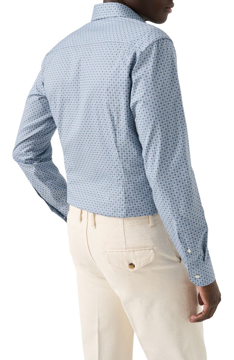 Eton Slim Fit Floral Medallion Organic Cotton Dress Shirt, Alternate, color, Medium Blue