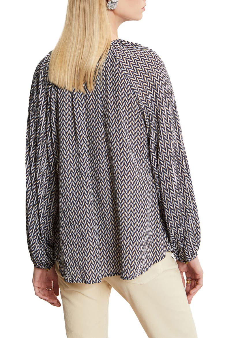 Abstract Print Satin Shirt, Alternate, color, Blue