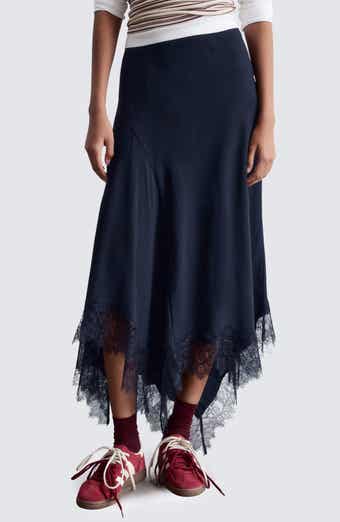 & Other Stories Lace Trim Handkerchief Hem Midi Skirt