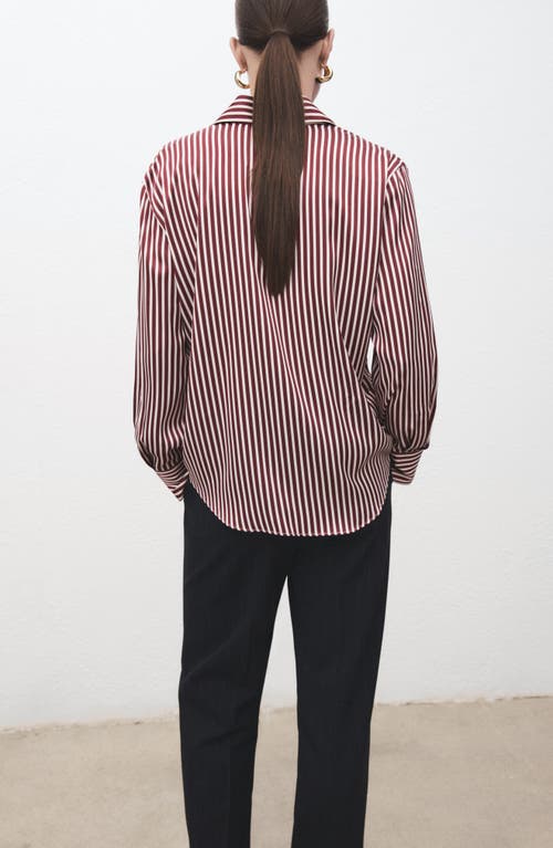 Mango Combined Stripe Button-up Shirt In Burgundy