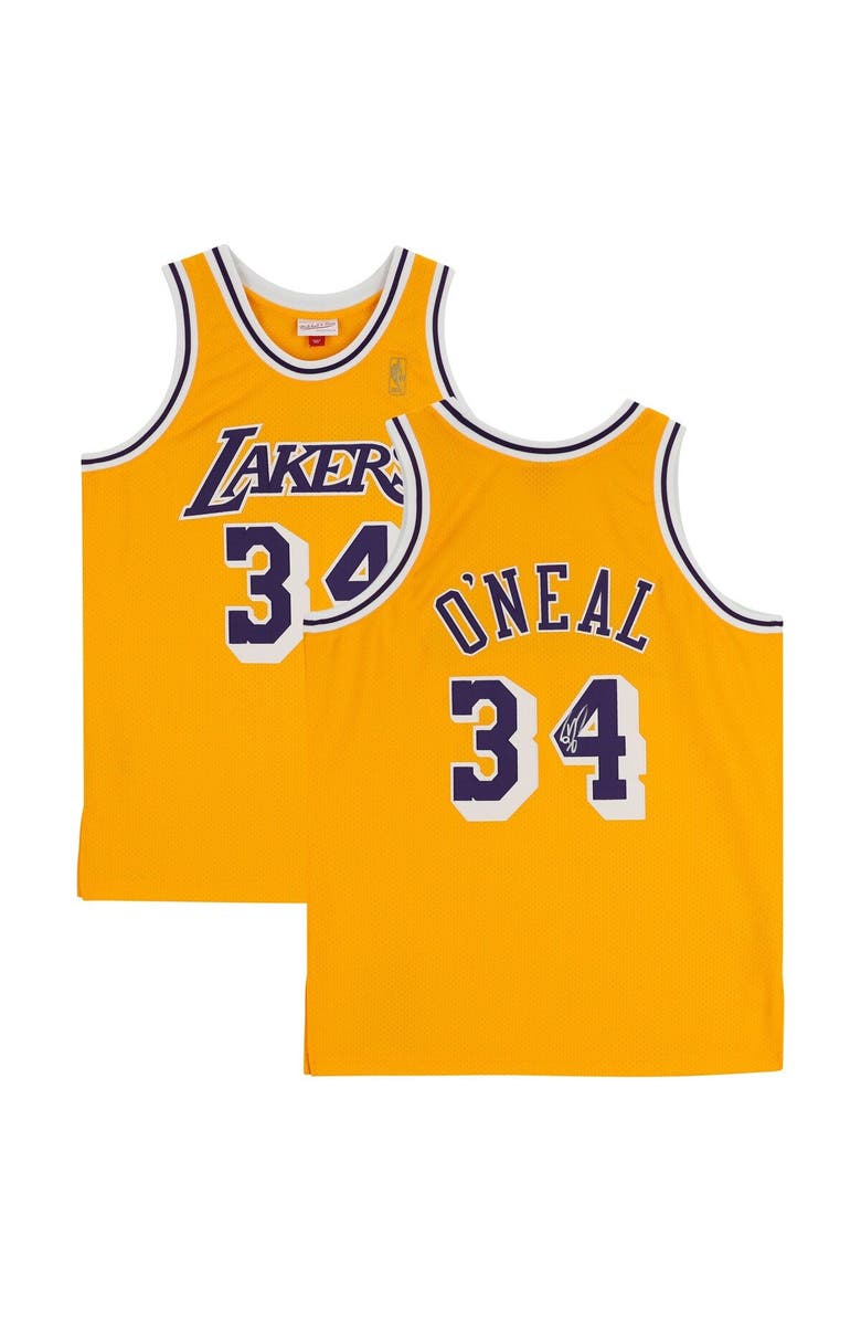 FANATICS AUTHENTIC Shaquille O'Neal Los Angeles Lakers Autographed Mitchell & Ness Gold Authentic Jersey, Main, color,