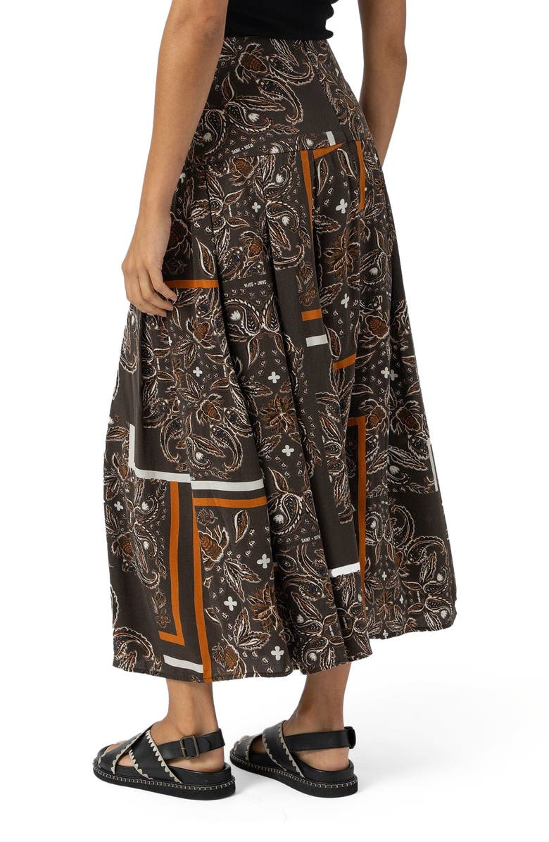 Saint + Sofia Everly Pleated Skirt, Alternate, color, Brown Paisley