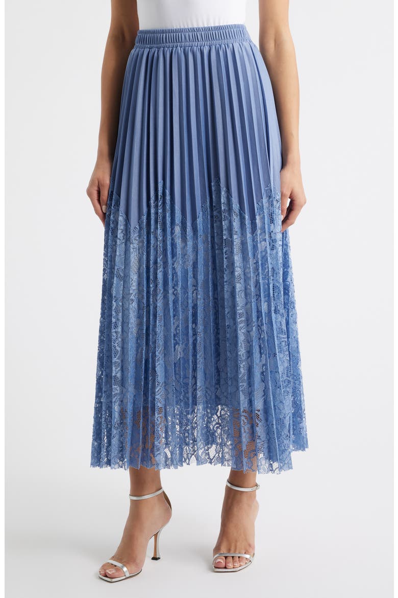 Sigrid Mixed Media Pleated Skirt, Main, color, BLUE