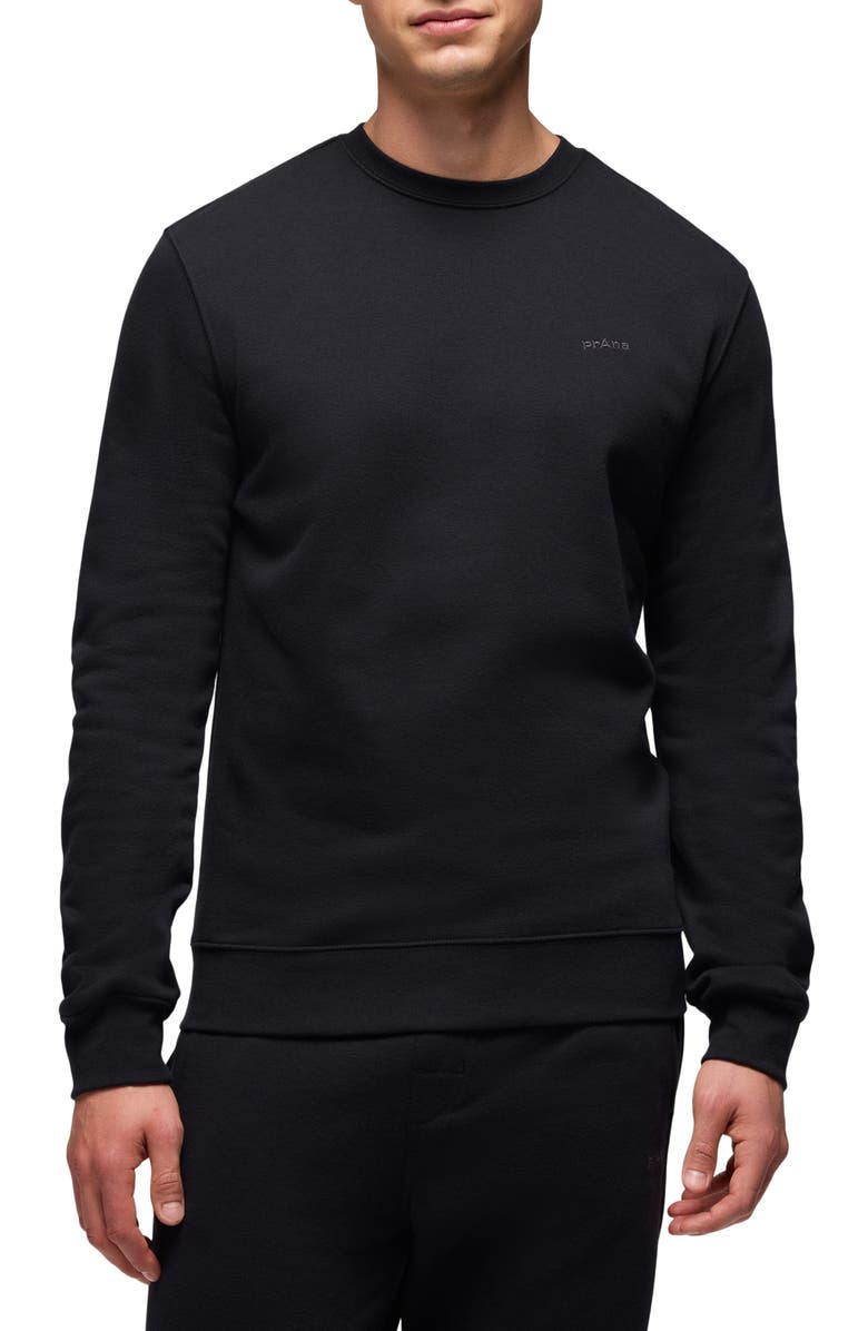 prAna Fleece Crewneck Sweatshirt, Main, color, Black