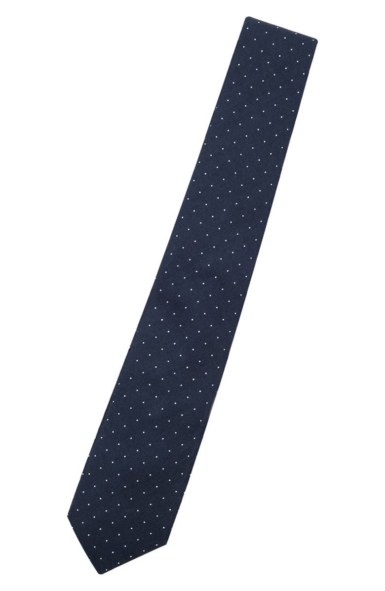 CONSTRUCT Dot Print Satin Tie, Alternate, color, Navy