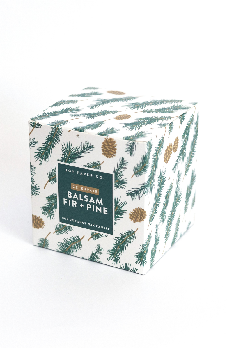 Joy Paper Co. Celebrate Balsam Fir Pine Christmas Tree Coconut Soy Candle, Alternate, color, Balsam Fir + Pine