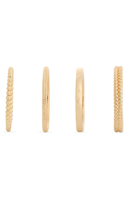 Nordstrom Rack Set Of Four Textured Rings In Gold