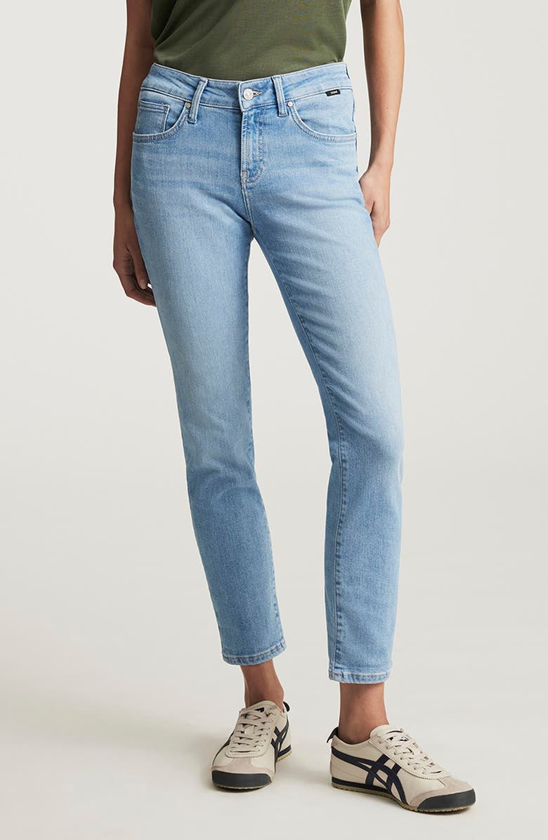 Mavi Jeans Emma Mid Rise Slim Boyfriend Jeans, Main, color, Light Brushed Flex Blue