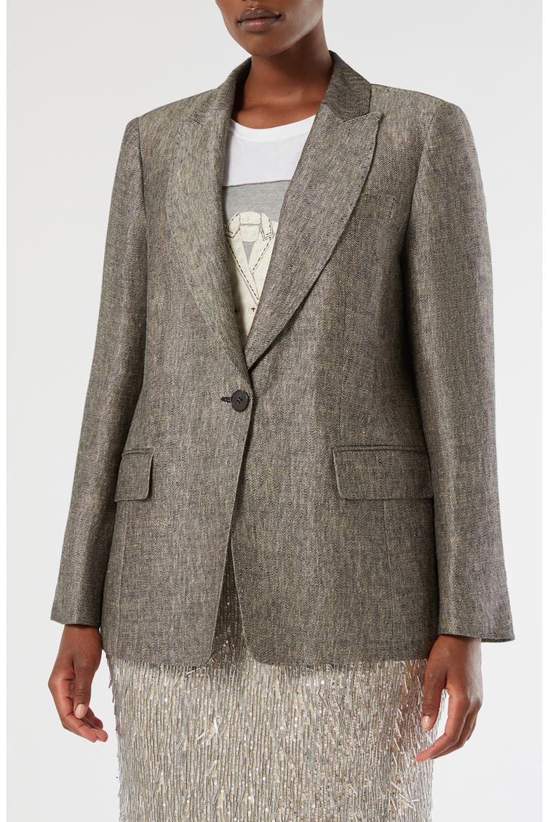Viale Linen Jacket, Main, color, BLACK FLESH TONER