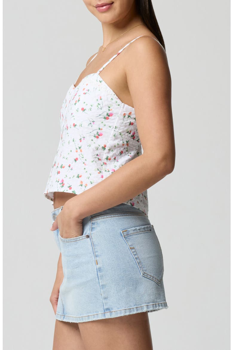 Lace Trim Gingham Crop Stretch Cotton Camisole, Alternate, color, STRAWBERRY