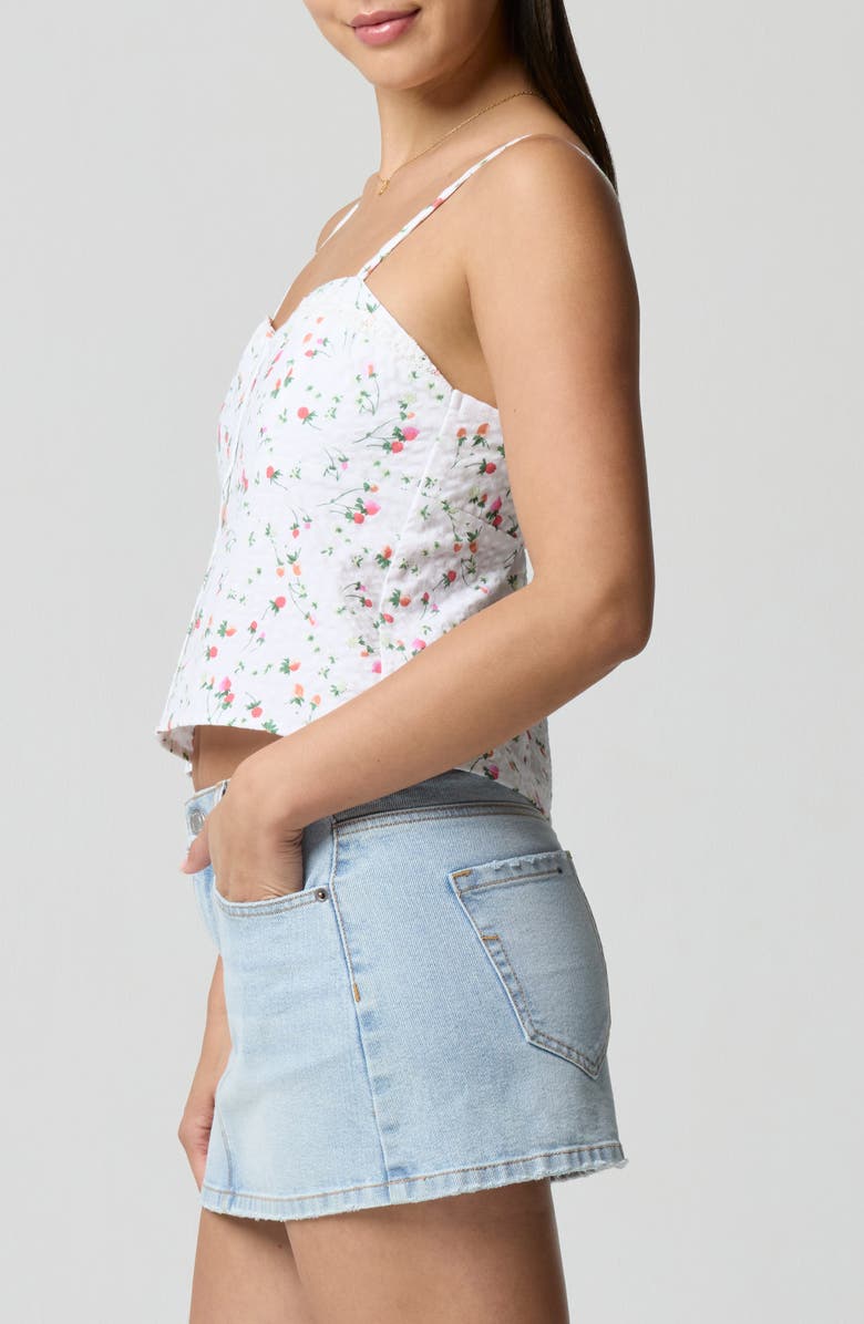 Florence by Mills Lace Trim Gingham Crop Stretch Cotton Camisole, Alternate, color, Strawberry