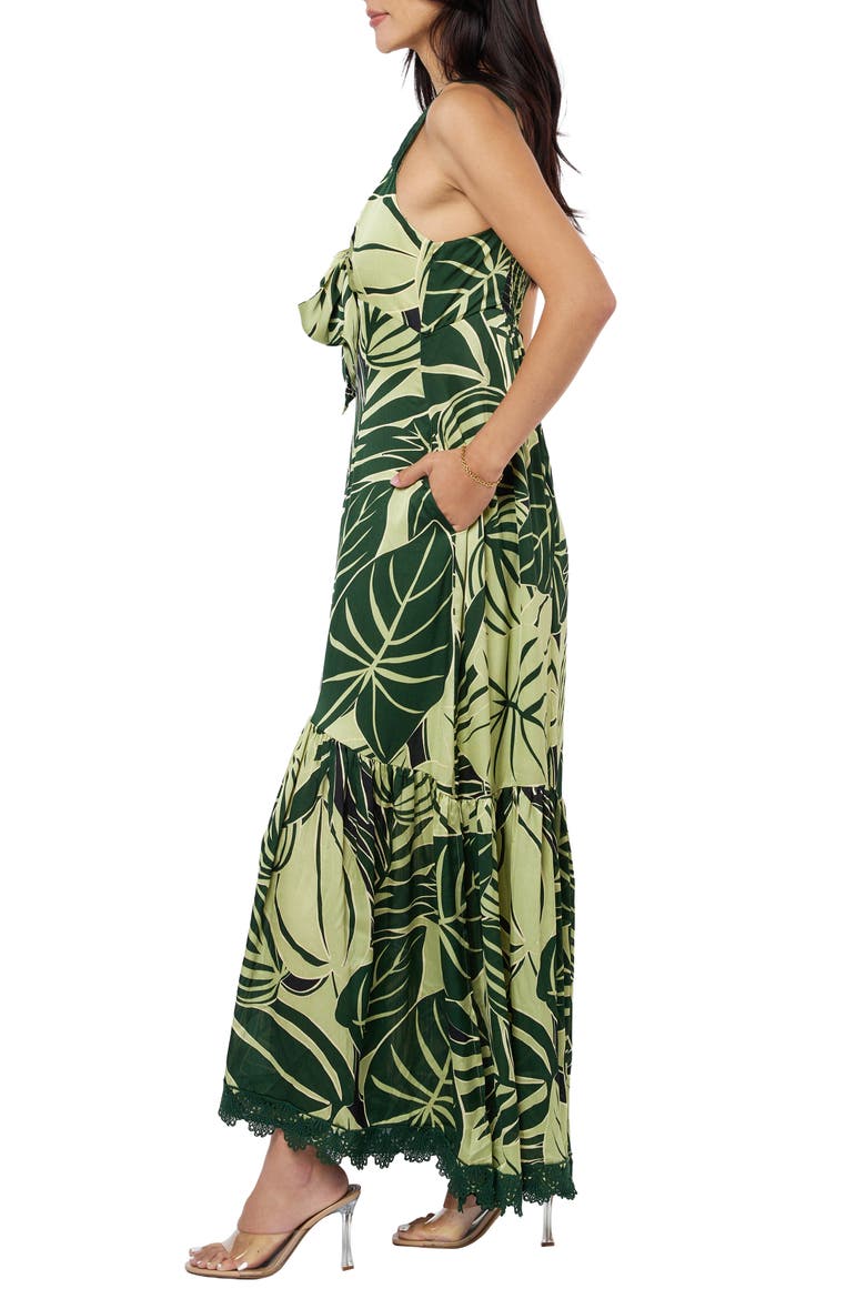 Kira Lace Trim Print Maxi Dress, Alternate, color, GREEN MULTI