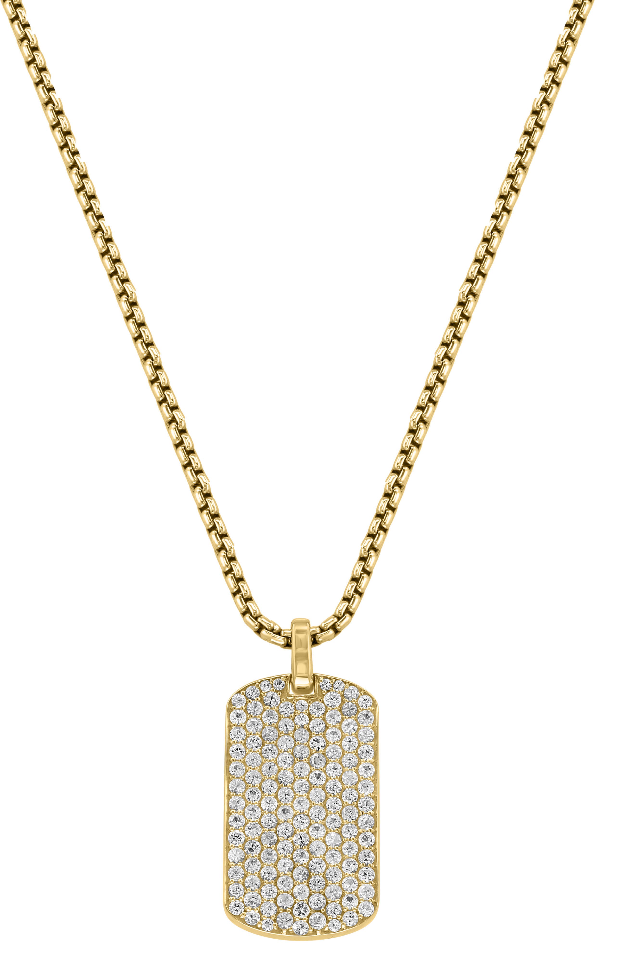 EFFY White Sapphire Dog Tag Pendant Necklace