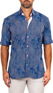 Maceoo Galileo Marthyr0233 Blue Short Sleeve Button-Up Shirt