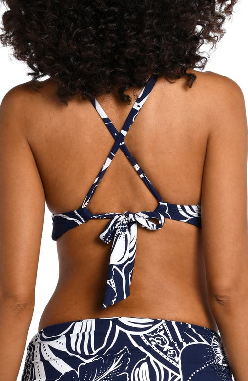 Shop La Blanca Playa Ruched Keyhole Cutout Bikini Top In Indigo