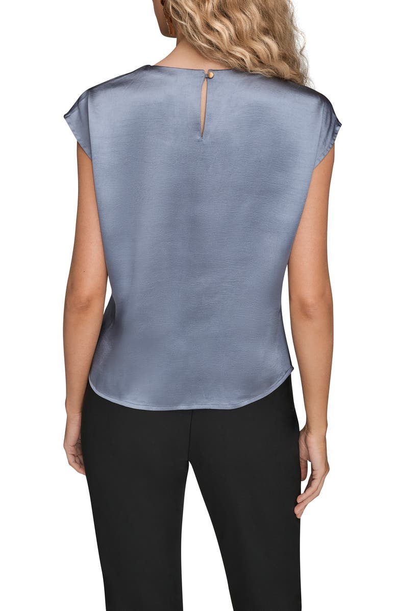 Donna Karan New York Beaded Cap Sleeve Satin Top, Alternate, color, Tempest
