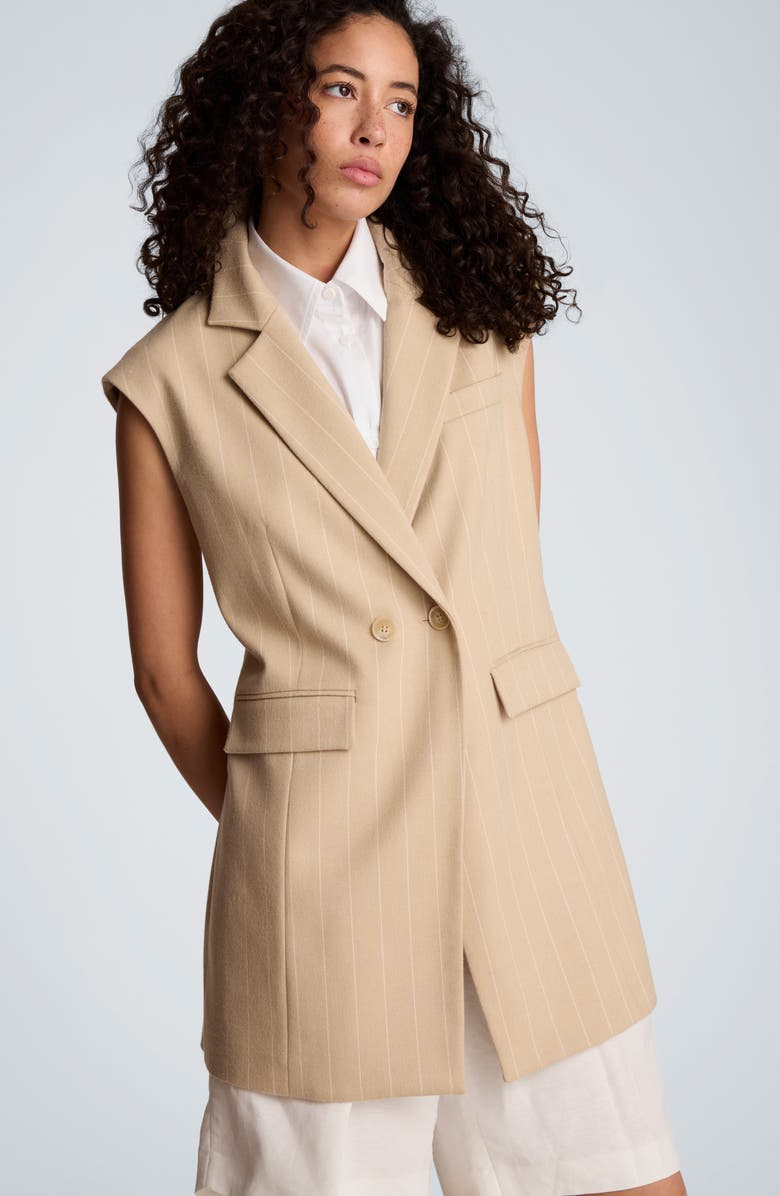Kenneth Cole Vest Mini Shirtdress, Alternate, color, Tile Stripes Taupe/ Pure White