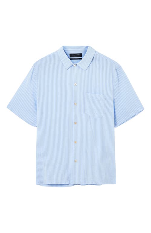 Allsaints Perry Button-up Camp Shirt In Blue