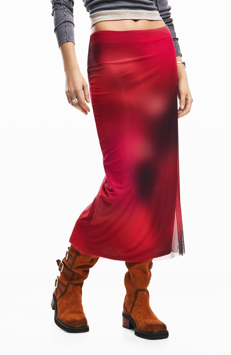 Desigual Print Maxi Skirt, Main, color, Pink