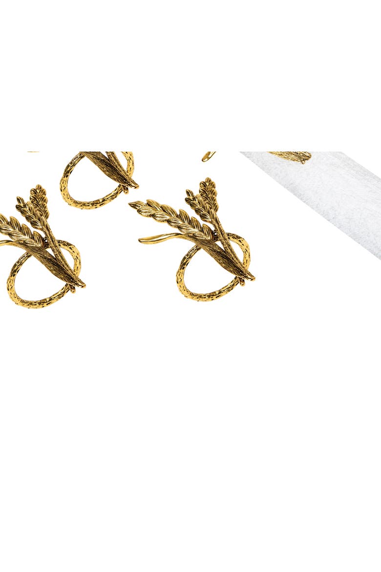Bronze Wheat Napkin Rings, Set of 4, Alternate, color, Gold