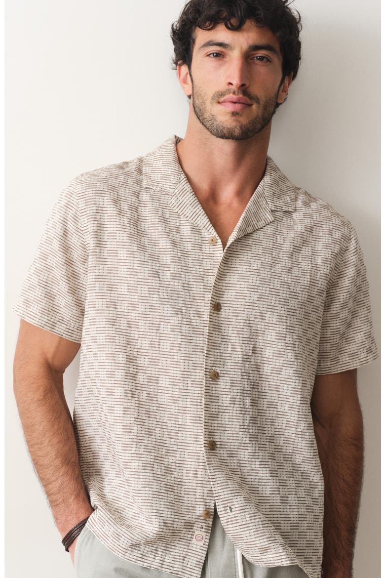Dobby Resort Shirt, Alternate, color, NATURAL/ BROWN CHECK