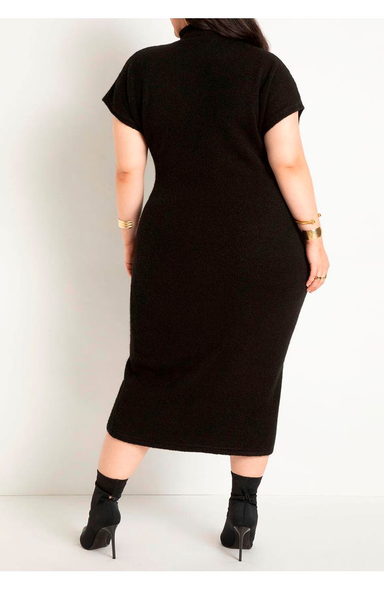 ELOQUII Short Sleeve Sweater Dress, Alternate, color, Black Onyx