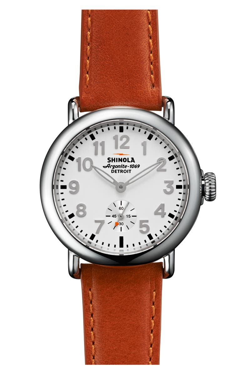 Shinola The Runwell Leather Strap Watch, 36mm, Alternate, color, 