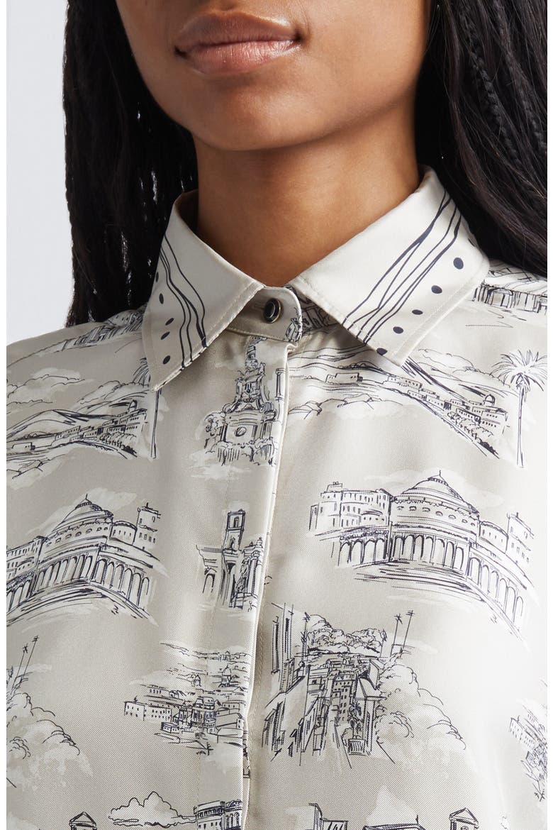 Fado Silk Button-Up Shirt, Alternate, color, SAND
