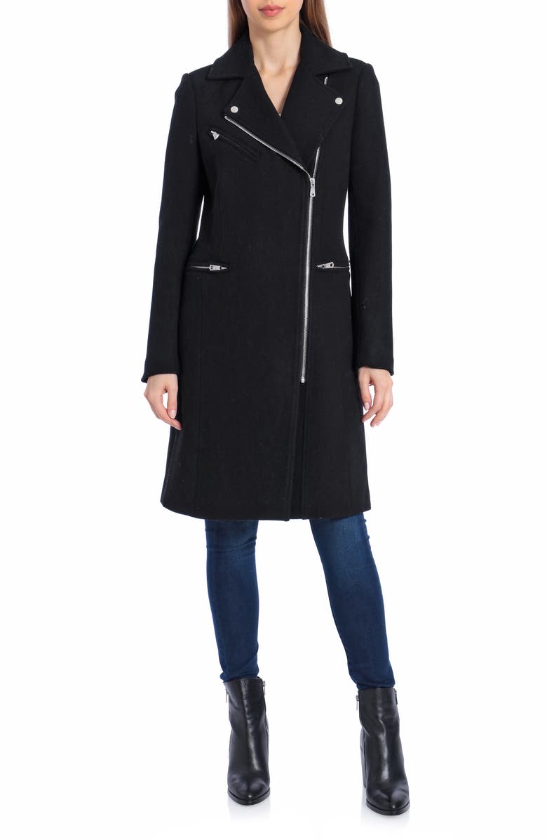 Avec Les Filles Moto Detail Wool Blend Twill Coat, Alternate, color,
