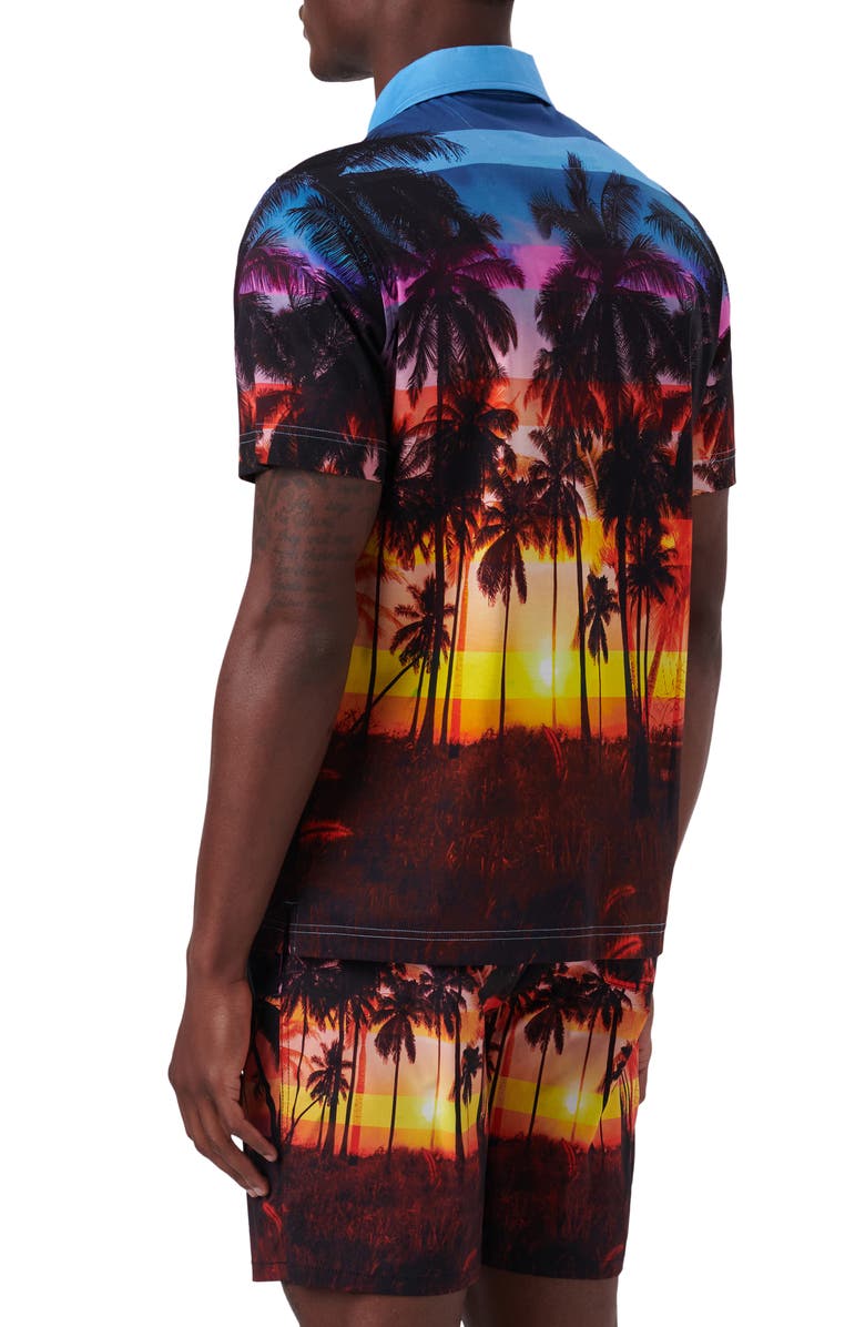 Bugatchi Digital Print Cotton Polo Shirt, Alternate, color, Tangerine