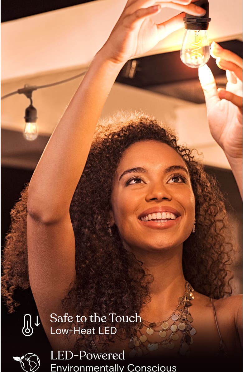 Brightech 48 ft, 15‑light Plug‑In Heavy Duty LED Outdoor String Lights, Weatherproof Spiral Filament Bulbs, Alternate, color, 48 Ft 15 Bulbs | Soft White