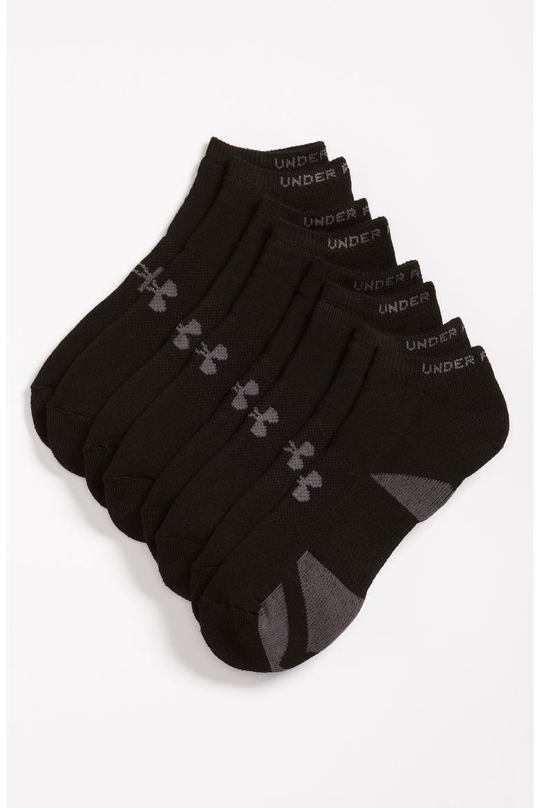 HeatGear® No-Show Socks, Main, color, BLACK