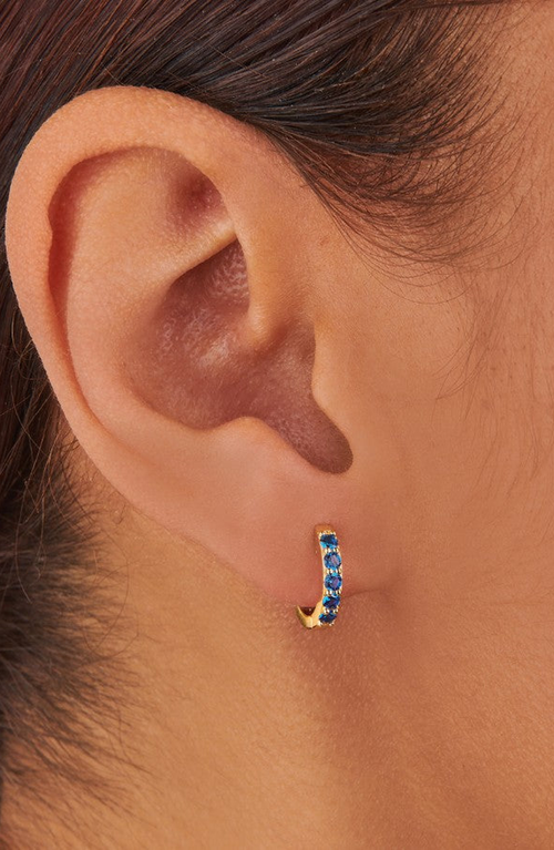 Little Sky Stone Birthstone Huggies In Blue