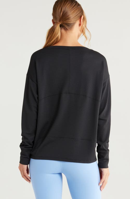 Zella Textured Equilibrium Long Sleeve T-shirt In Black