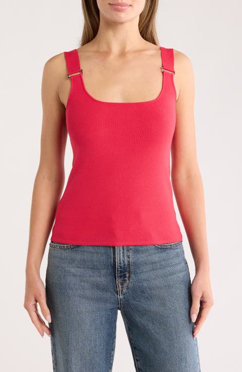 Square Neck Rib Sleeveless Sweater