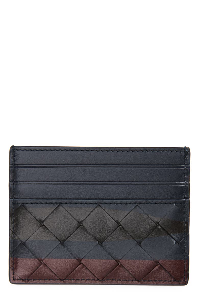 Bottega Veneta Intrecciato Leather Card Case, Main, color, 4328 Midnight