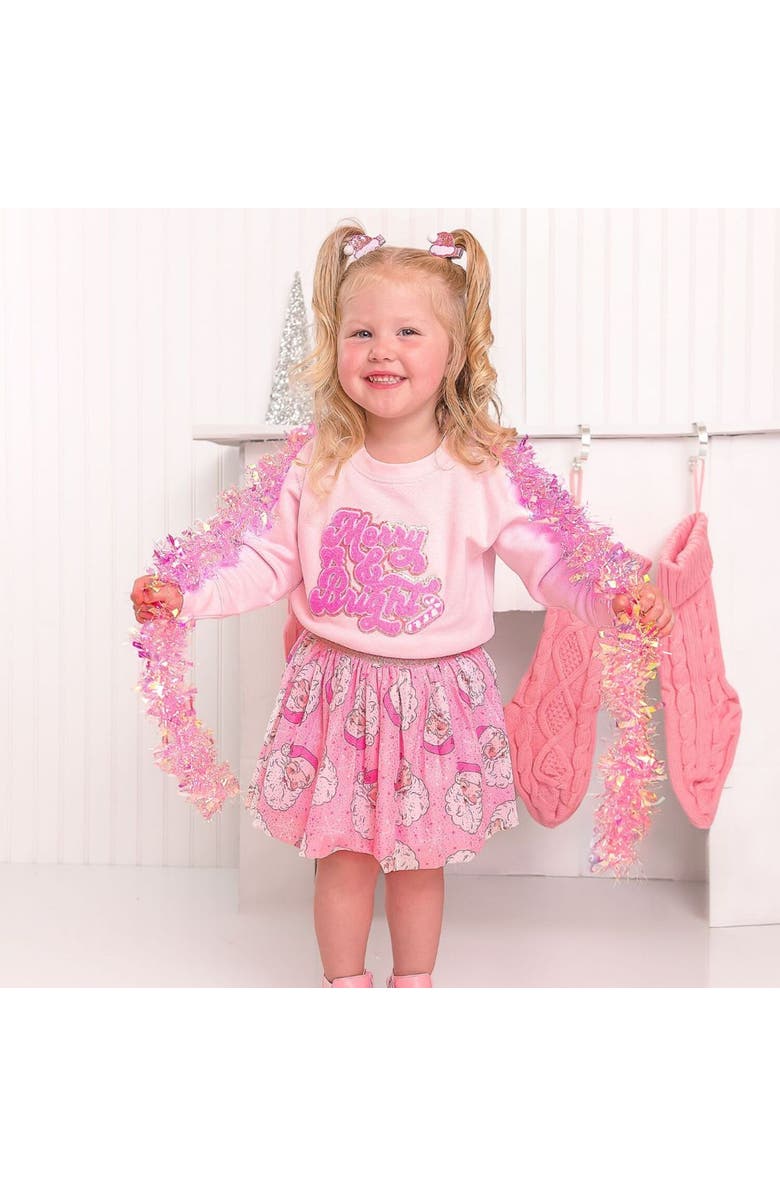 Sweet Wink Merry and Bright Patch Christmas Sweatshirt, Alternate, color, Ballet Pink