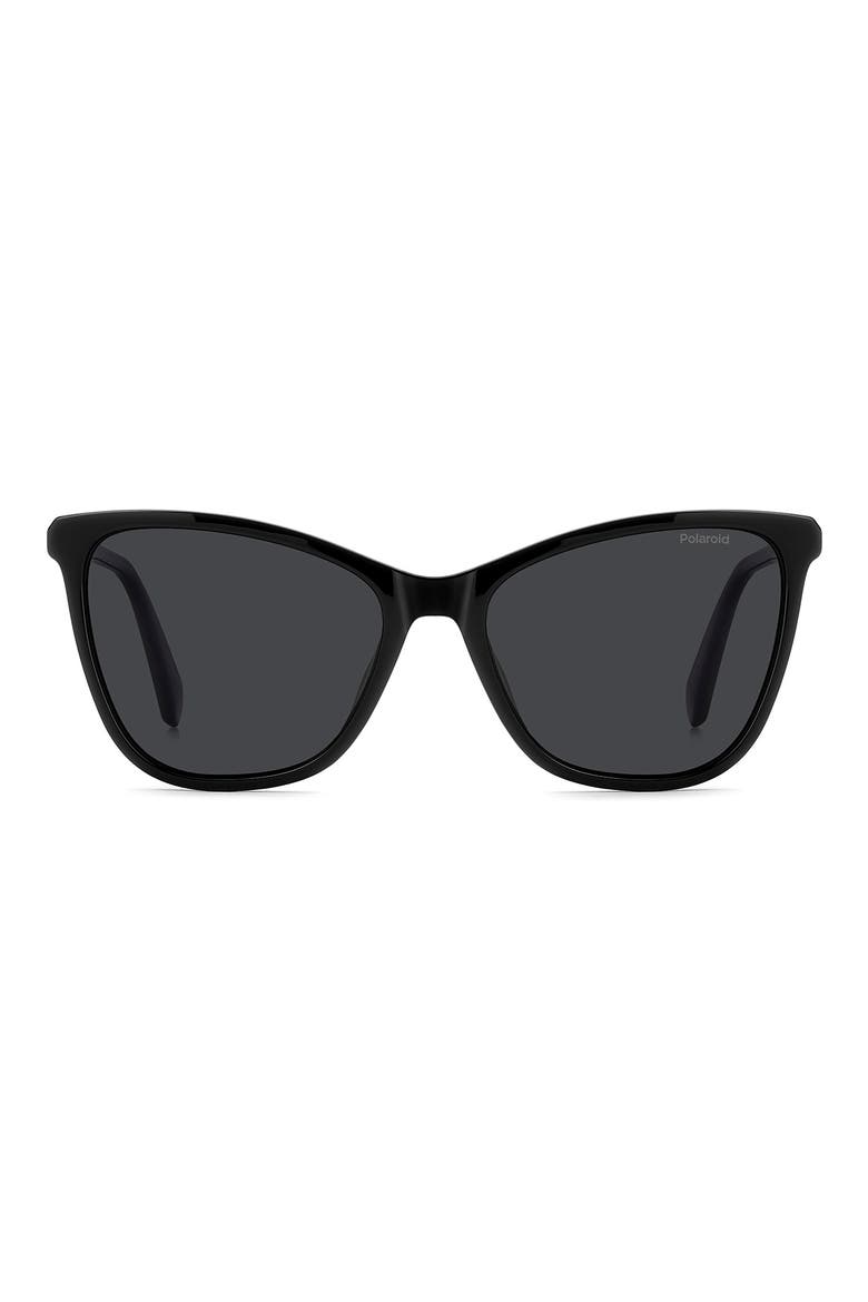 55mm Polarized Cat Eye Sunglasses, Main, color, BLACK/ GREY