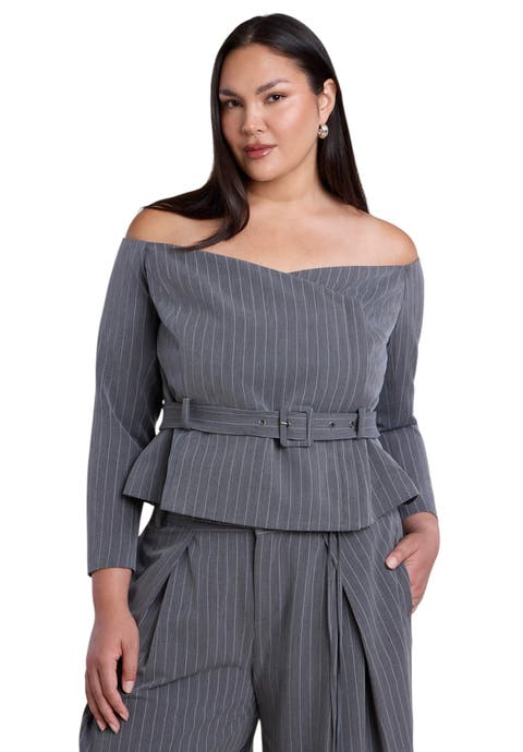Off The Shoulder Belted Blazer Top