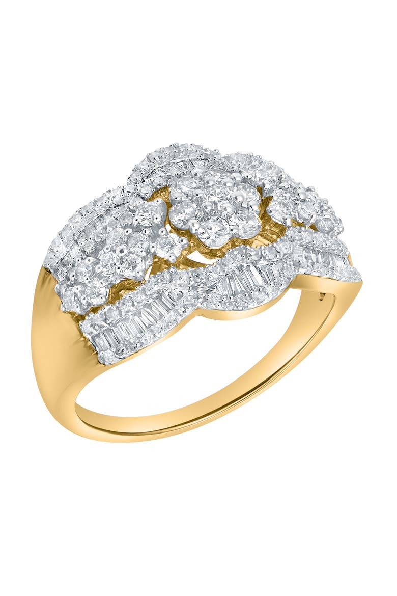Florea 1.10 Cts Natural Diamond Cluster 14K Gold Ring, Alternate, color, 14K Yellow Gold